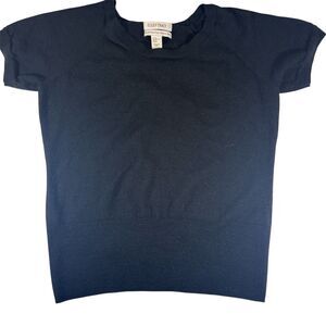 Ellen Tracy Black 100% Merino Wool Crewneck Sweater Top XL Runs Small